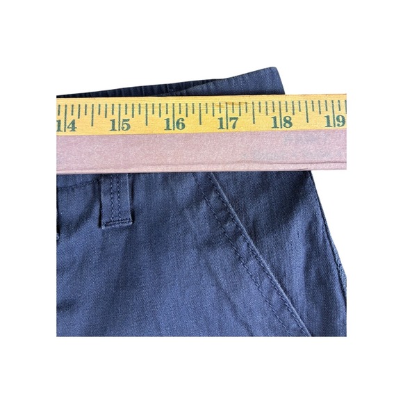Chicos Crop Cargo Pants Blue Linen Blend Elastic Waist Women Size 25 - Picture 5 of 7